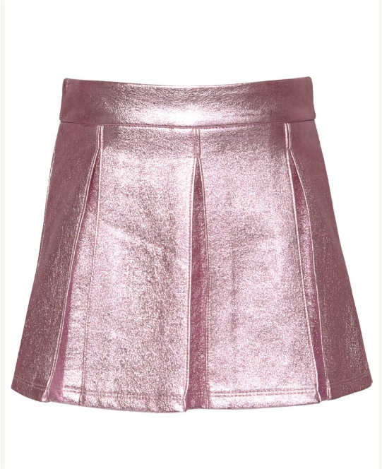 Pink Metallic Faux Leather Skirt