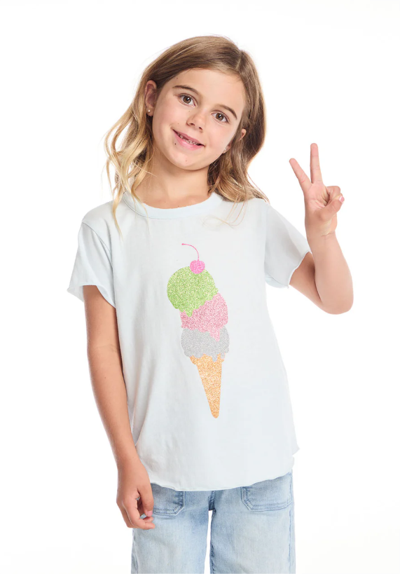 Glitter Ice Cream Cone Shirttail Tee