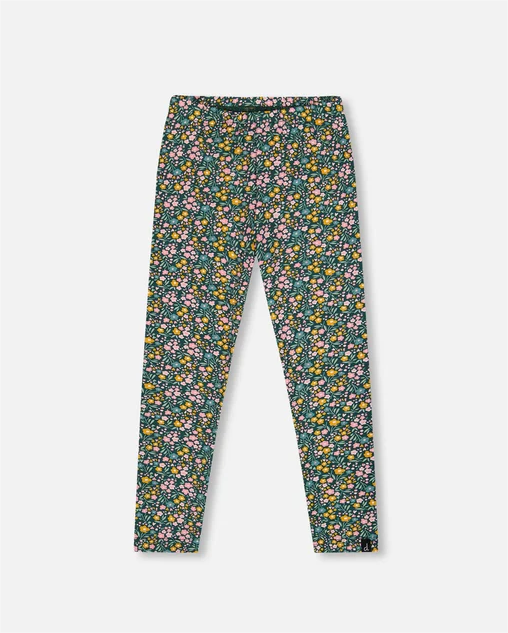 Green With Flower Print Legging