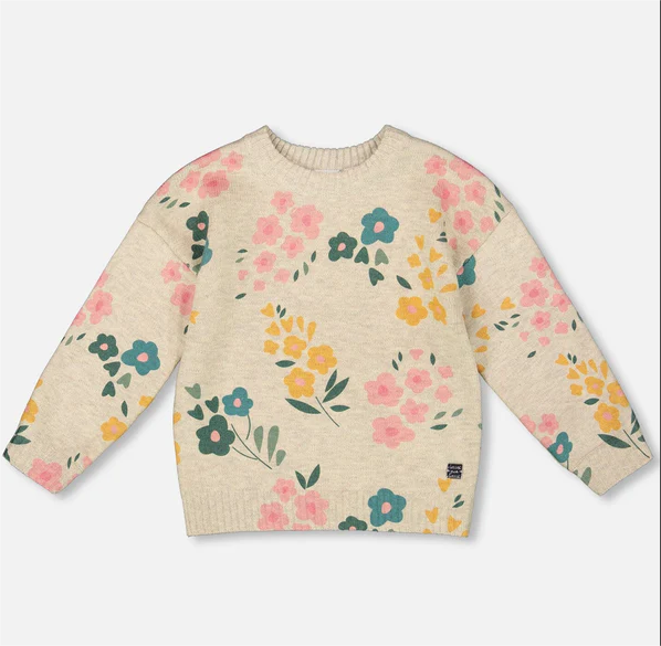 Oatmeal Flower Print Sweater