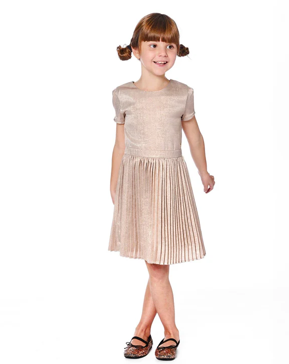 Light Caramel Pleated Skirt Dress