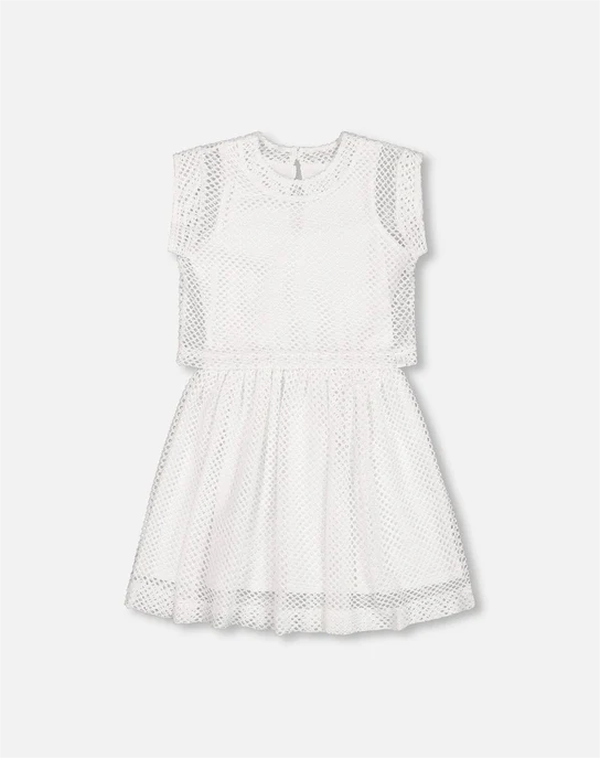 White Mesh Jersey Dress