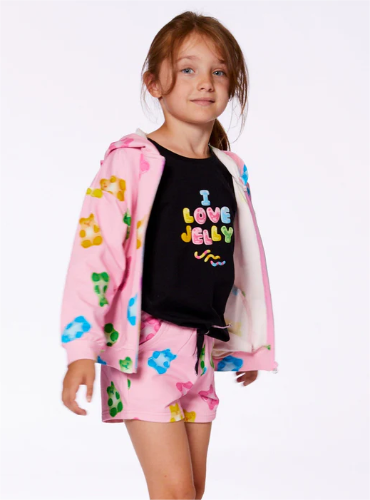 Pink Multicolored Gummies Hoodie Zip