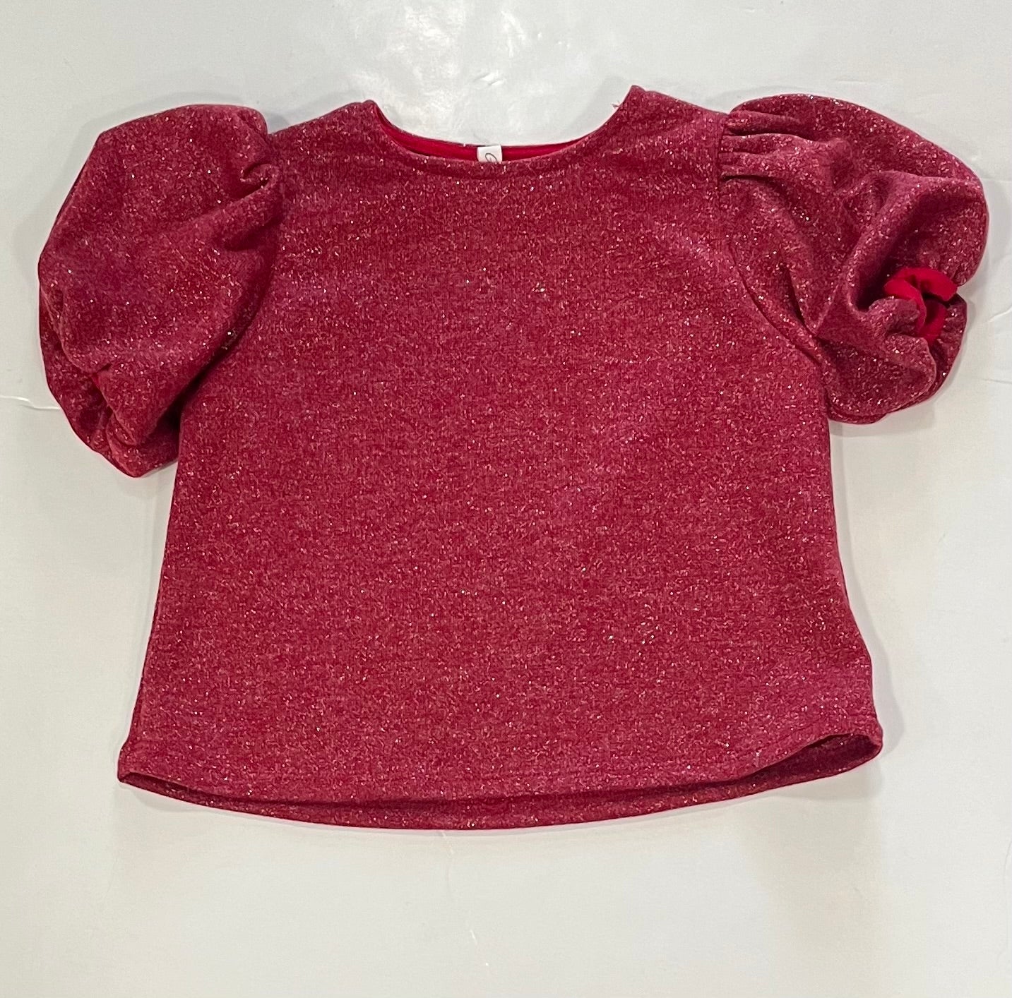 Red Sliver Balloon Sleeve Top