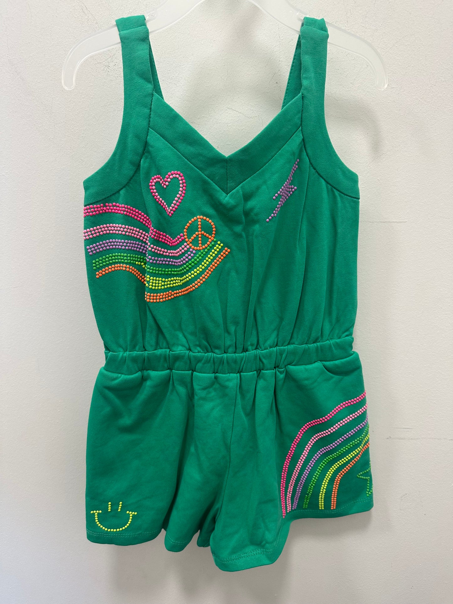 Green Romper w/Rainbow Studs