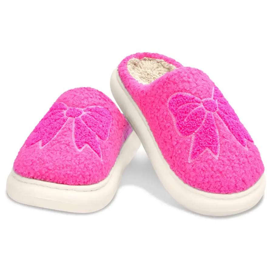 Pink Cozy Bow Slippers