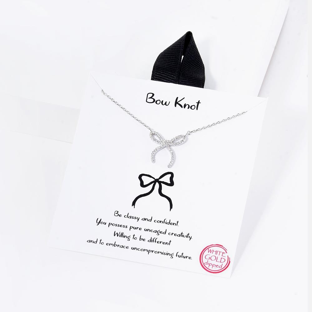 Sliver Bow Pendant Necklace