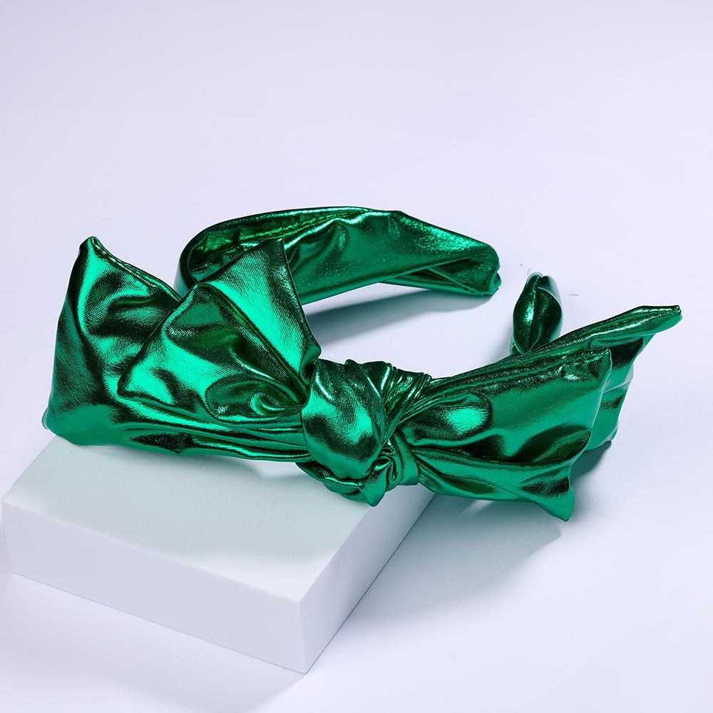 Green Metallic Knot Bow Headband