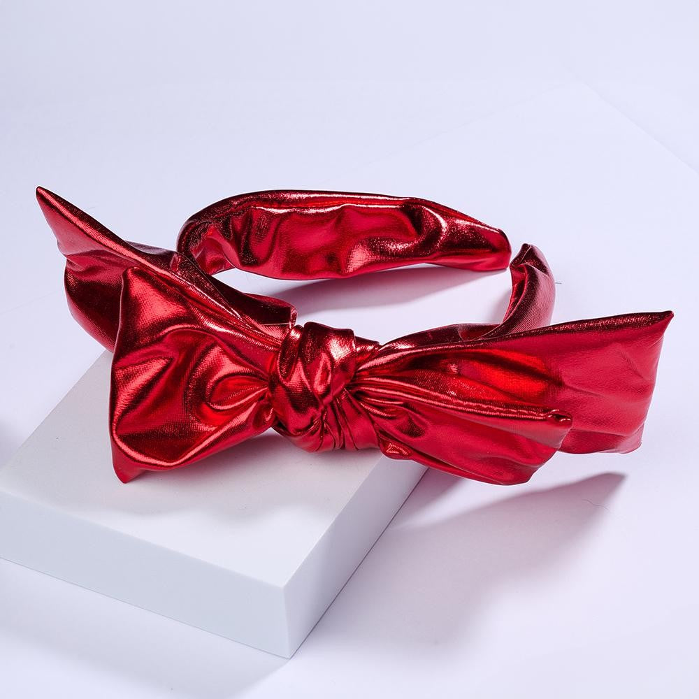 Red Metallic Knot Bow Headband