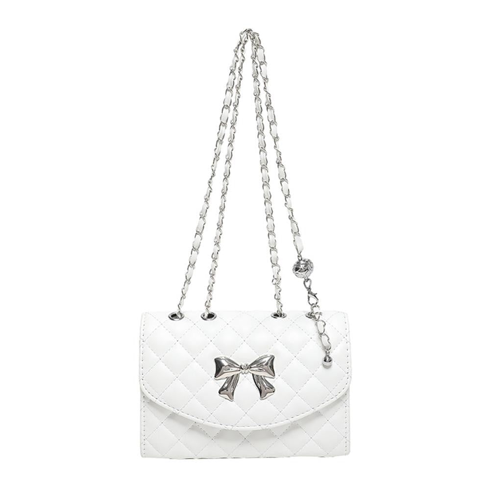 White Quilted w/ Metal Bow Detail