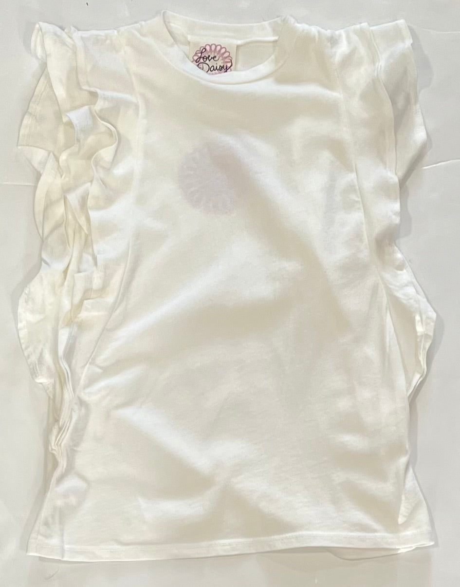 Off White Ruffle Tank
