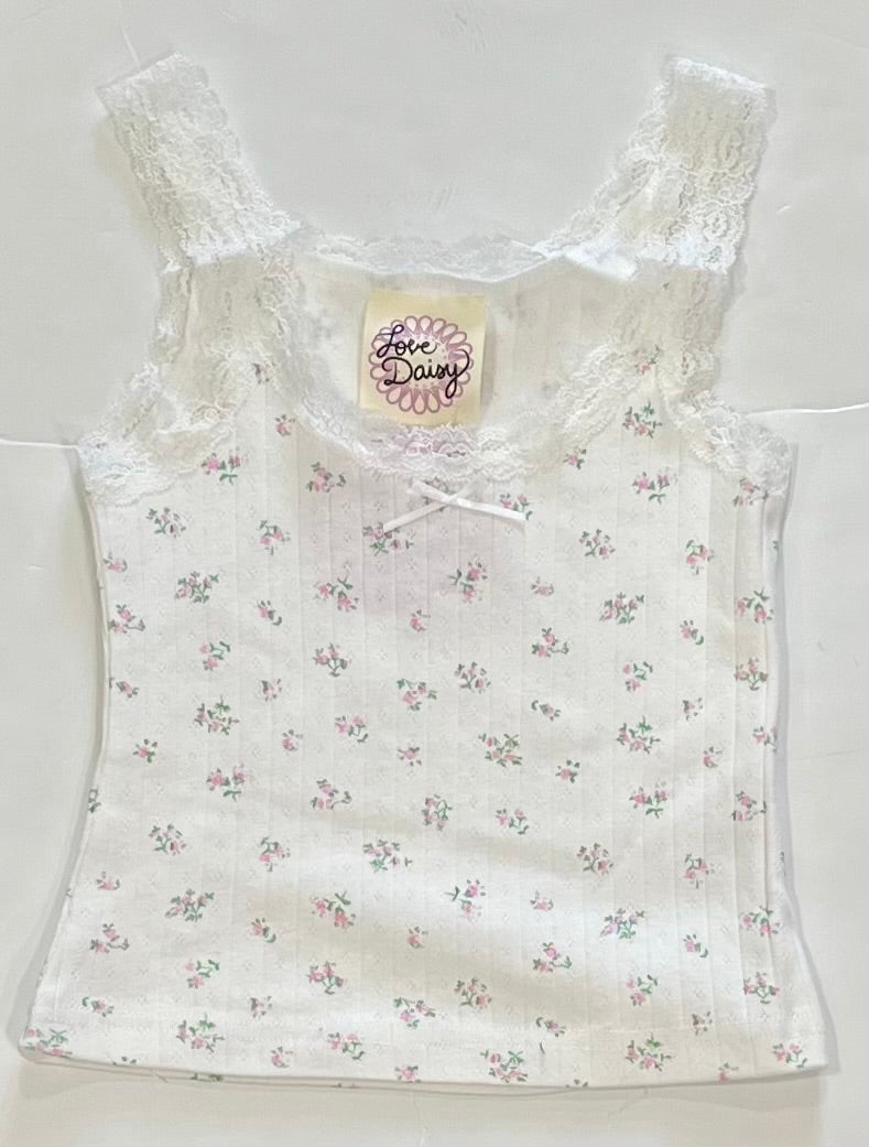 Ivory Pink Floral Tank