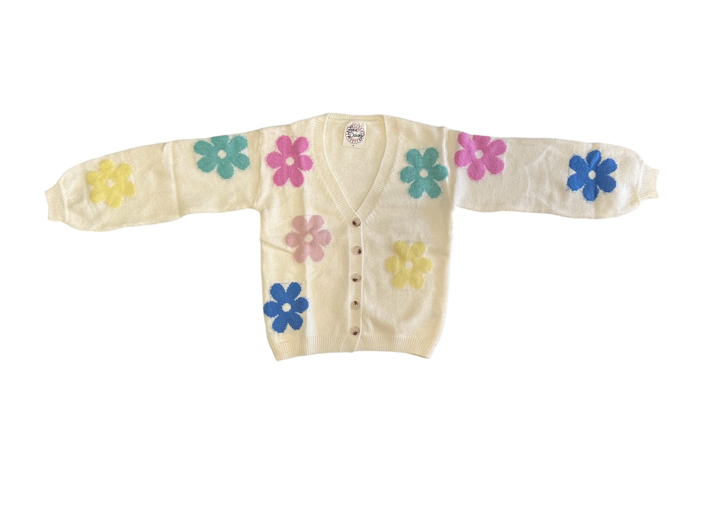 Ivory Multicolor Flower Cardigan