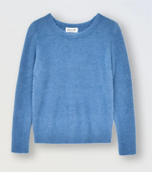 Denim Blue Round Neck Sweater – Mon Ami Bham Denim Blue Round Neck Sweater – Mon Ami Bham