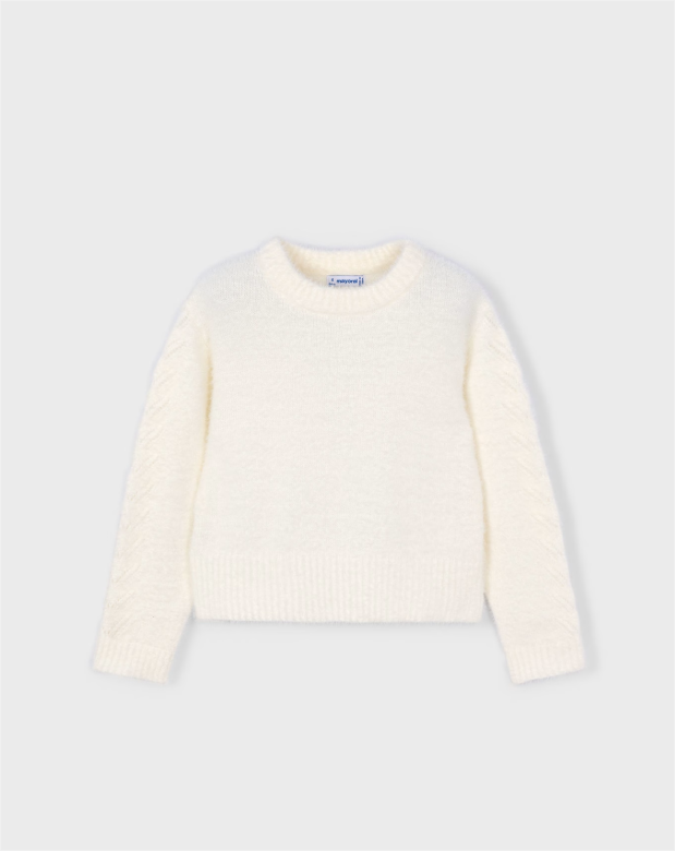 Ecru Faux Fur Knit Sweater