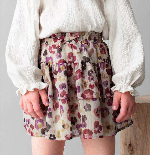 Cherry Floral Chiffon Skirt
