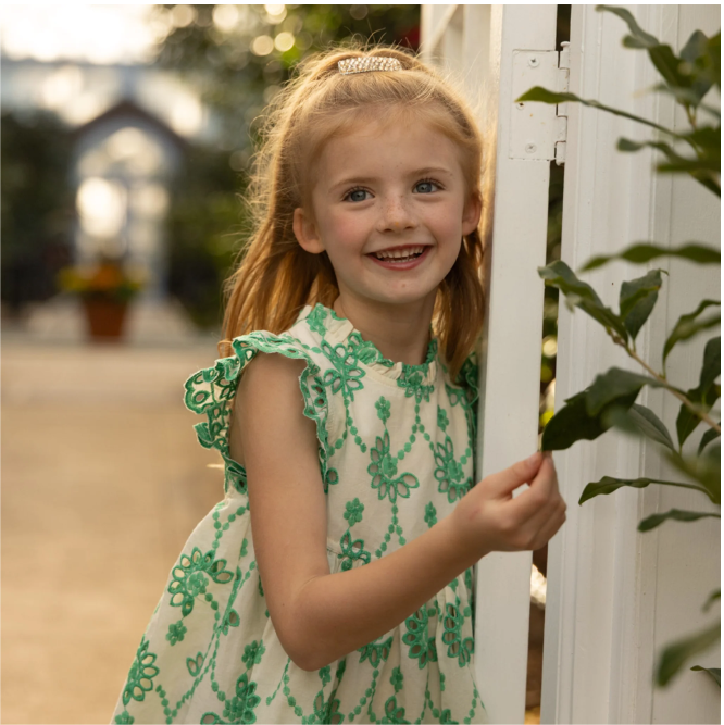 Cynthia Dress - Kelly Green Eyelet