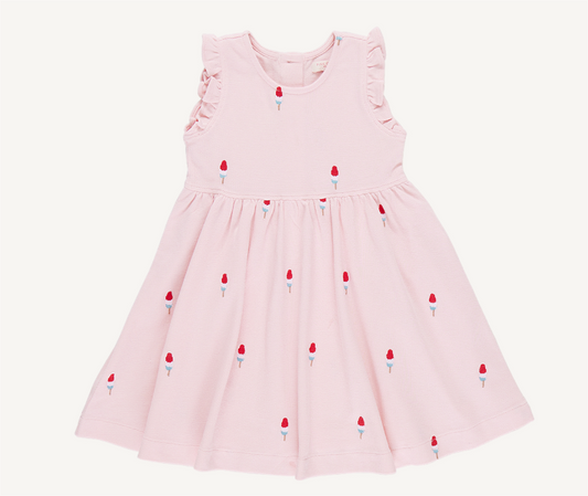 Girls Kelsey Dress - Pink Rocket Pop Embroidery