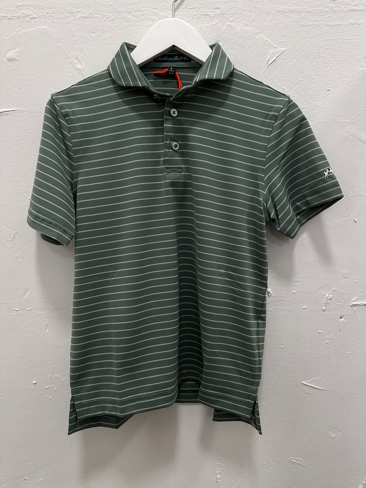 Dark Green Stripe Performance Polo