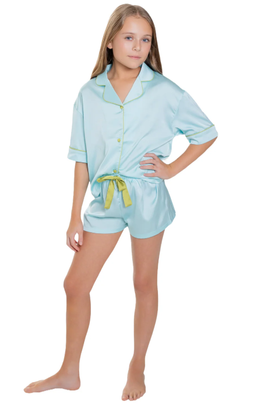 Silky Turq Short Sleeve w/Shorts Set