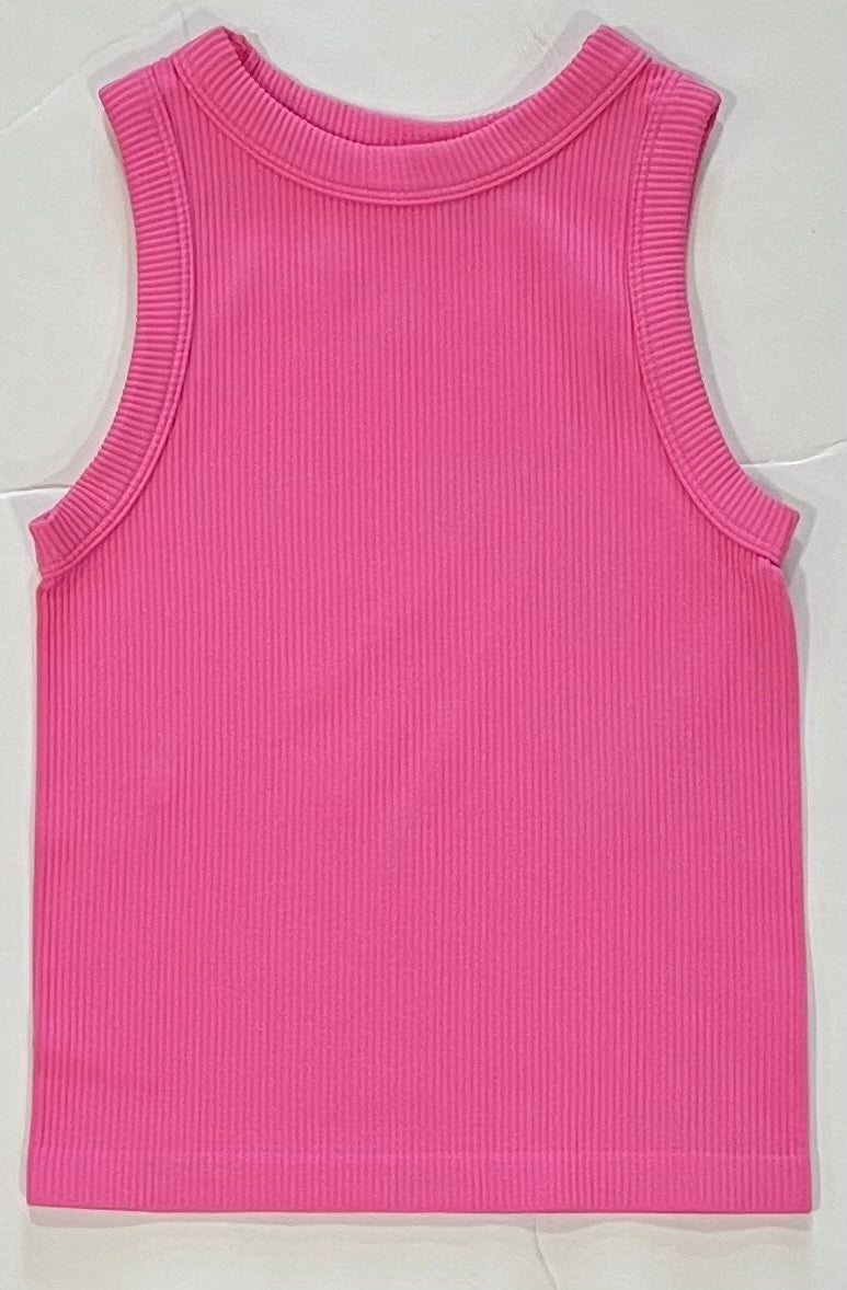 Pink Ribbed Seamless Tank Top