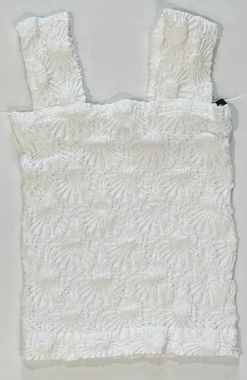 White Seamless Floral Textured Tank