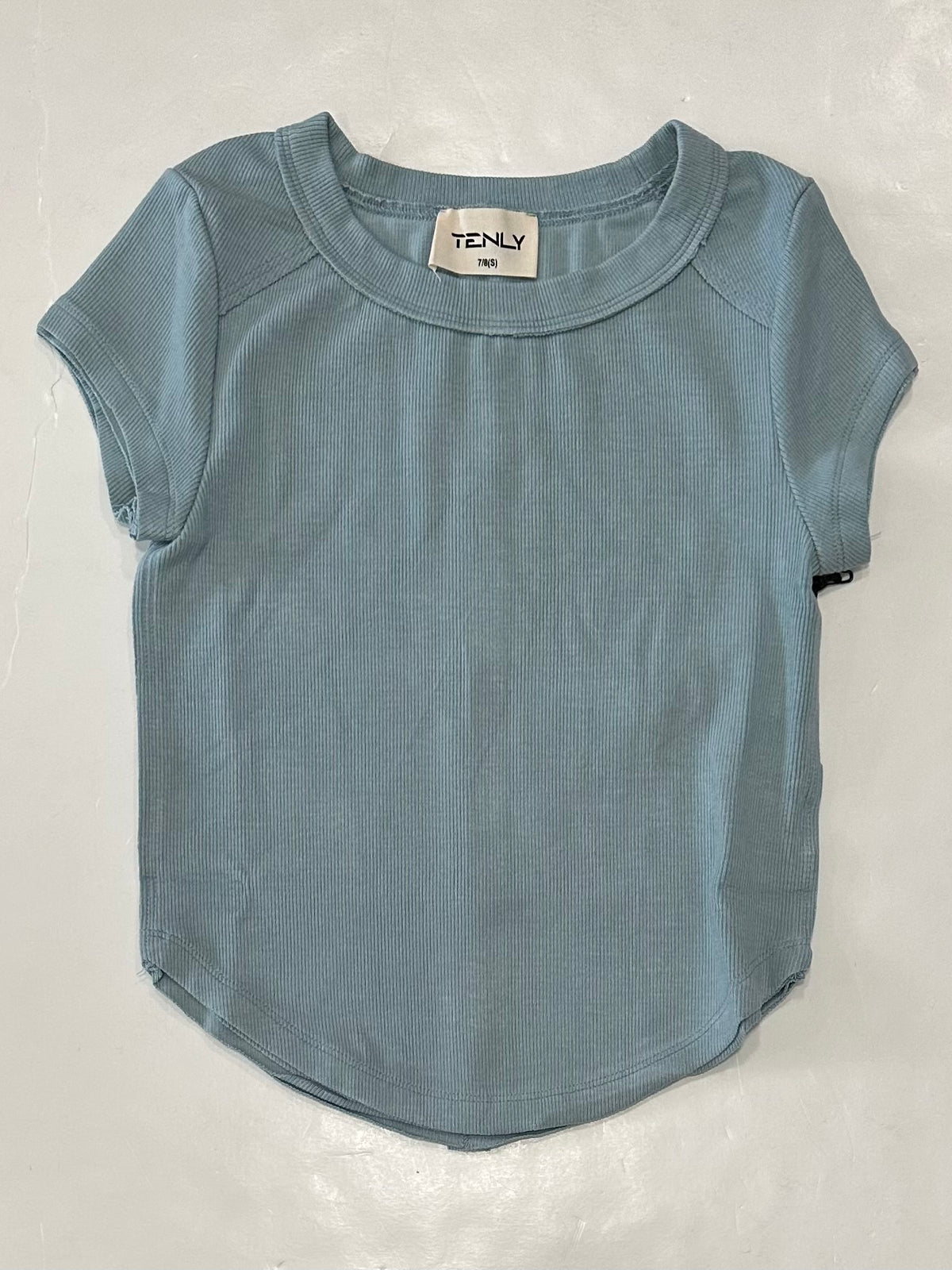 Ice Blue Rib Cap Sleeve Top