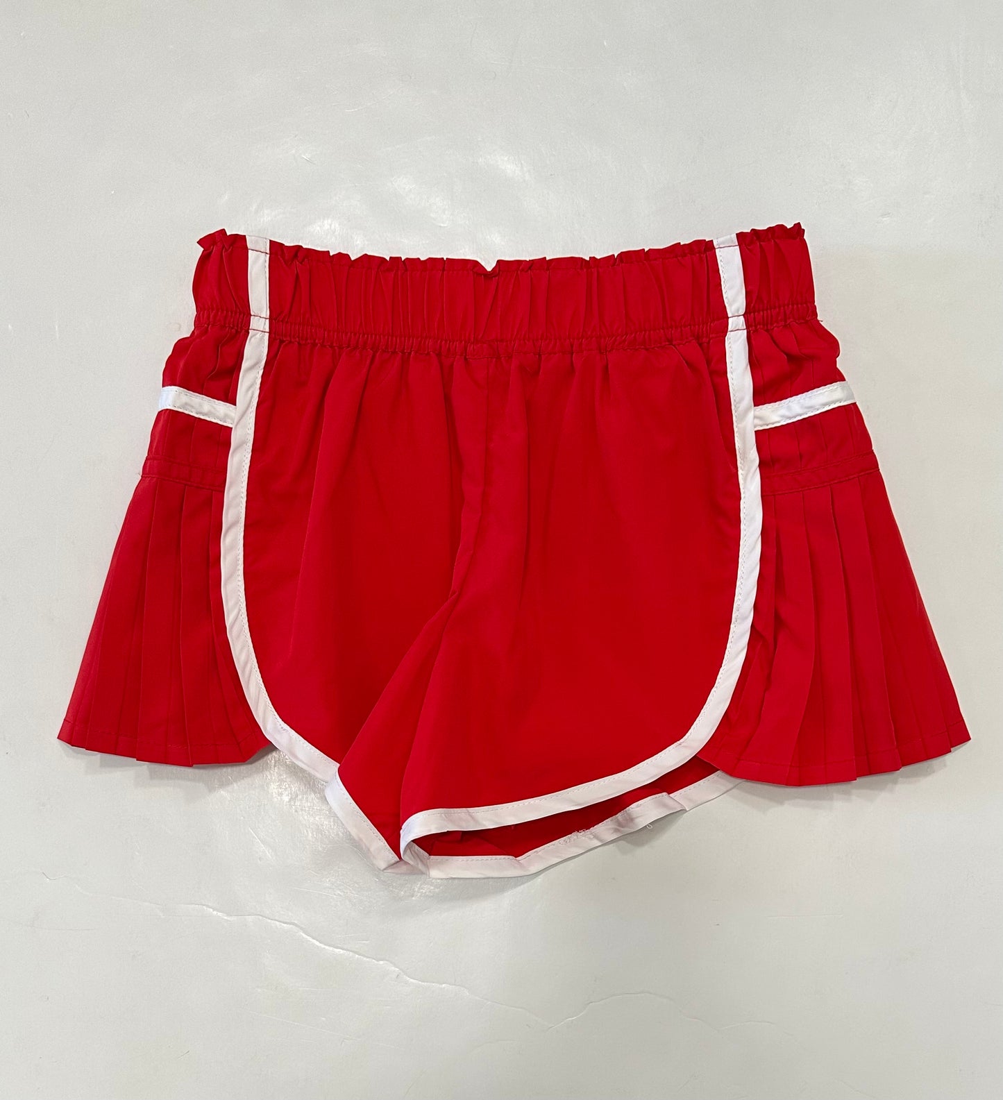 Red Athletic pleated side panel shorts