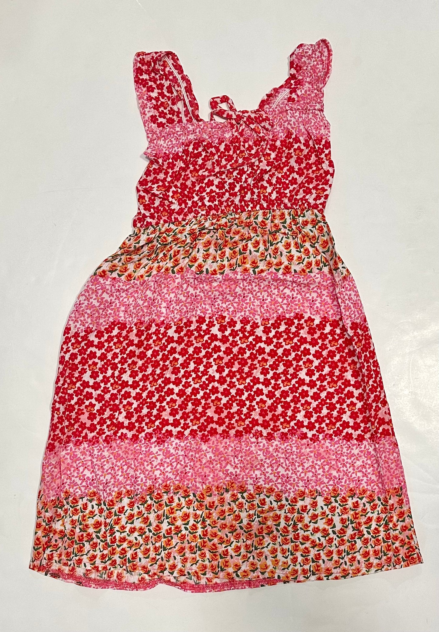Pink & Red Crinkle Tier Dress