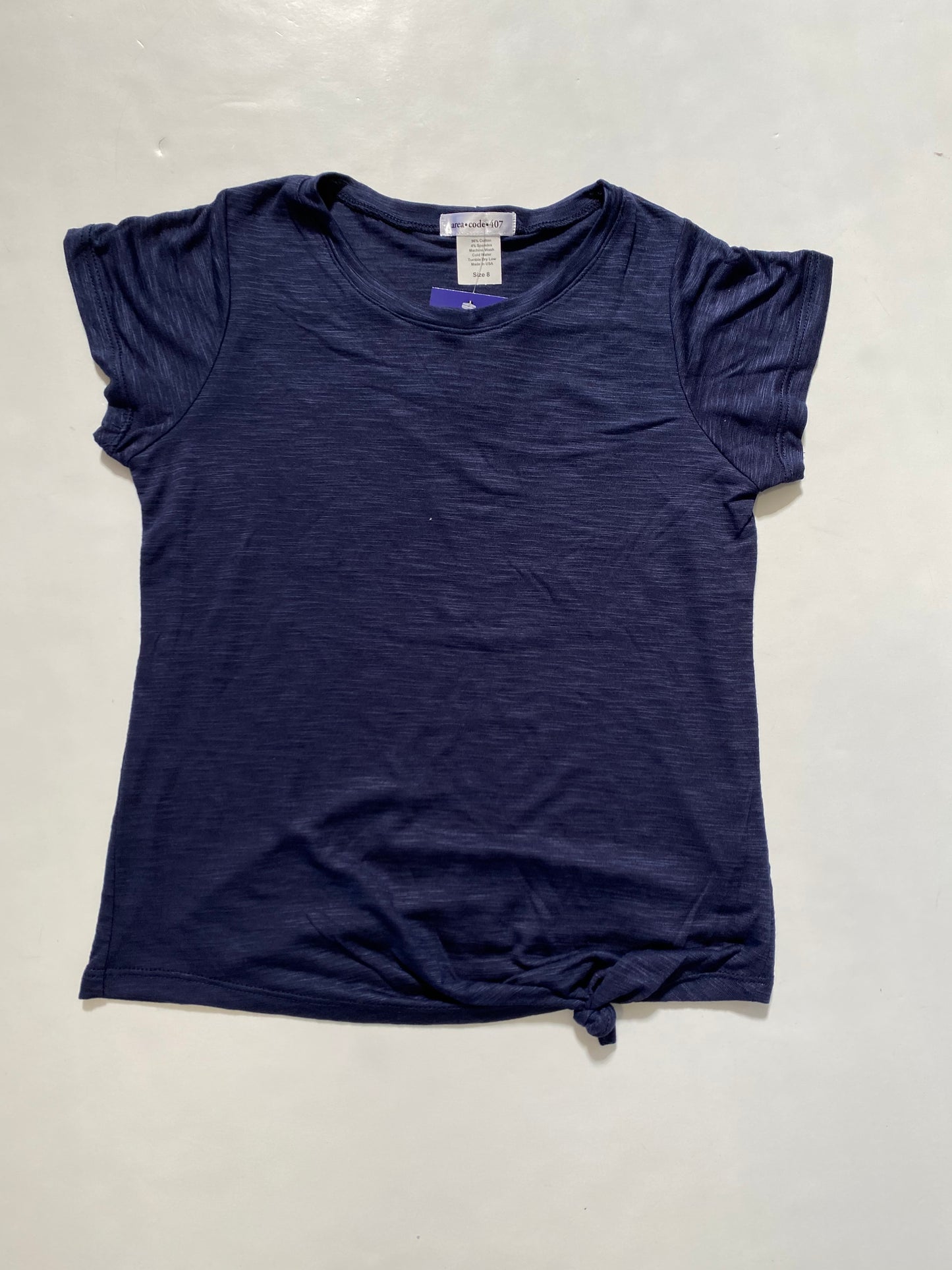 Navy Slub Knot Top