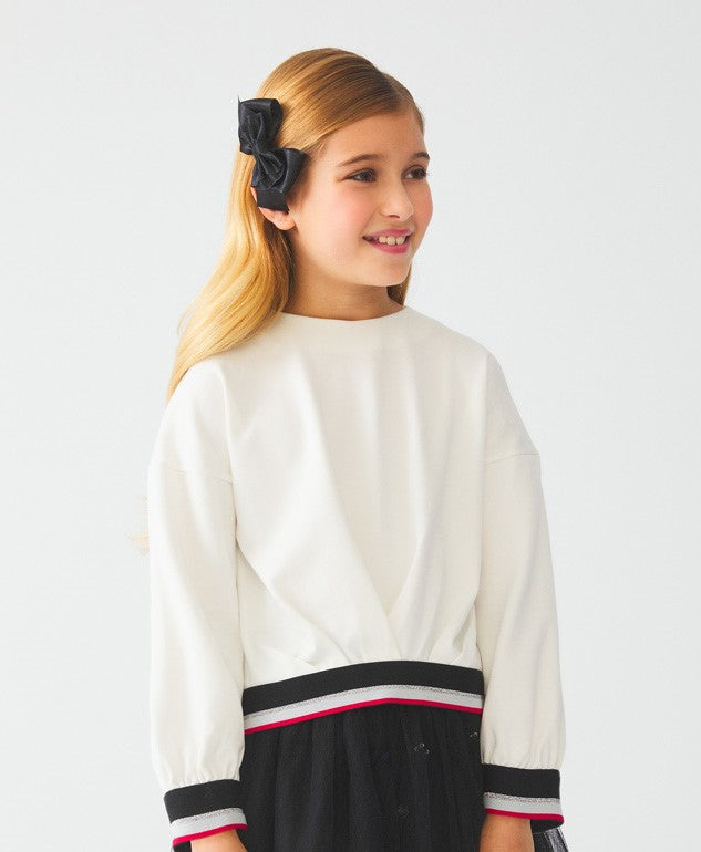 Off White Pleated Sweatshirt