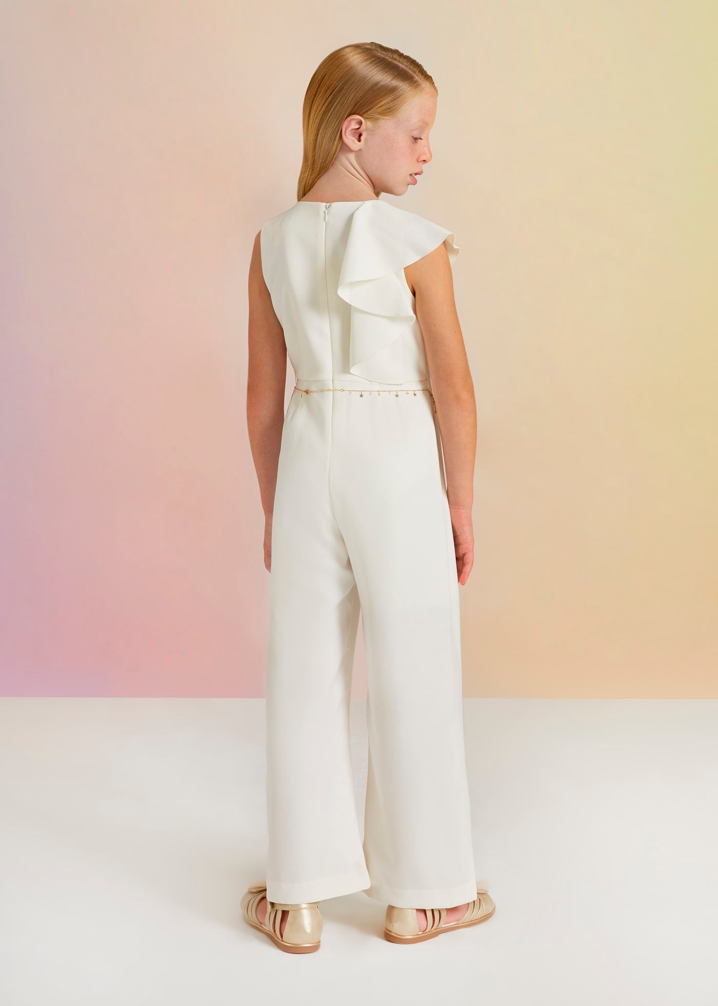 White Jumpsuit w/Chain Belt