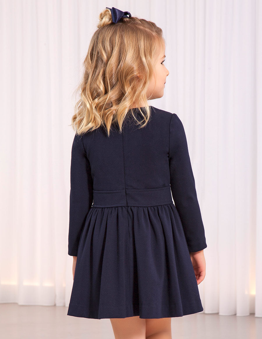 Navy Knit Dress w/Bow
