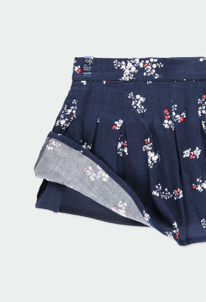 Navy Floral Print Skirt
