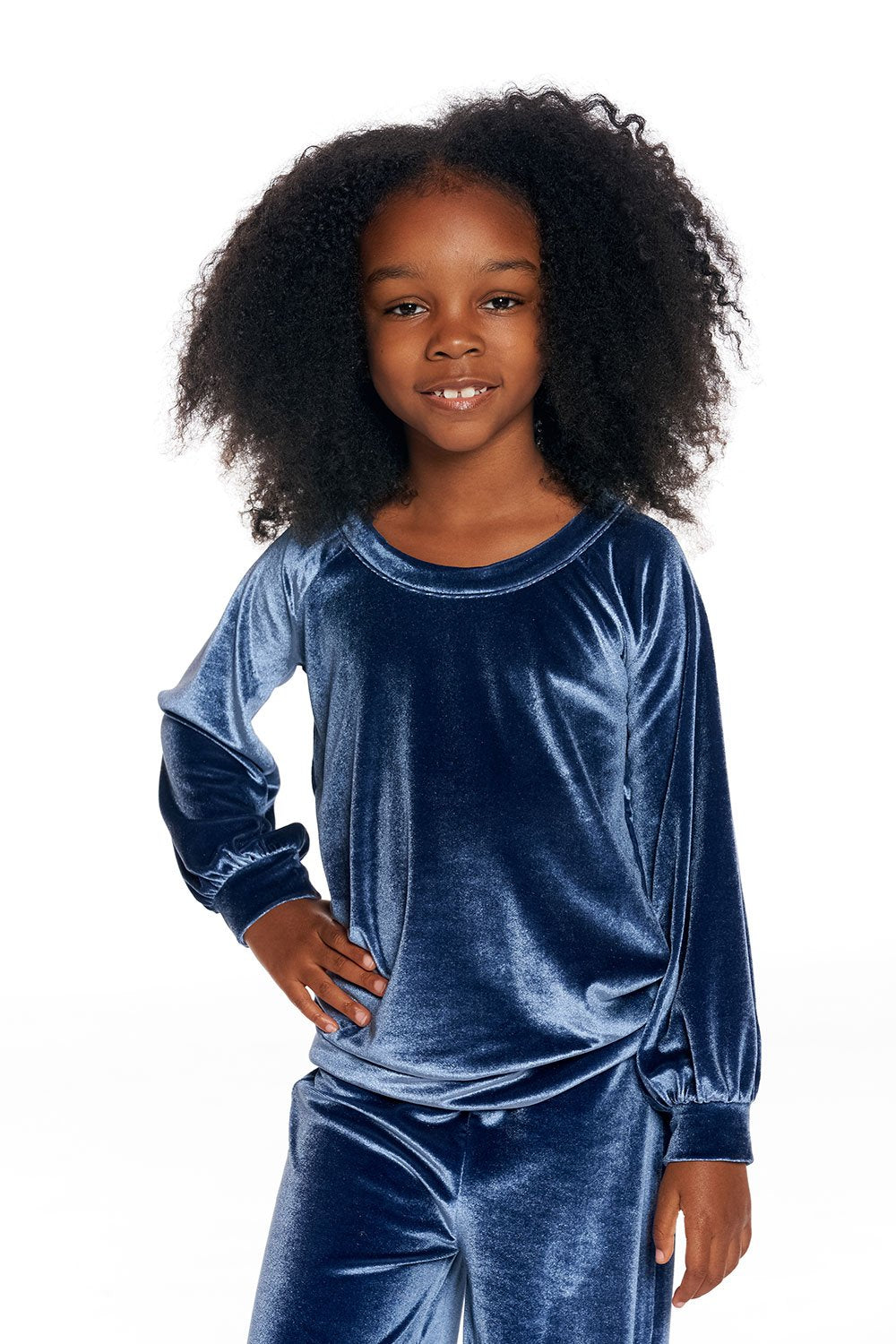 Navy Velvet Raglan Pullover