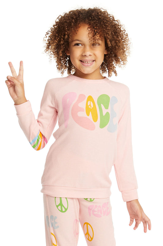 Pink Peace Raglan Pullover