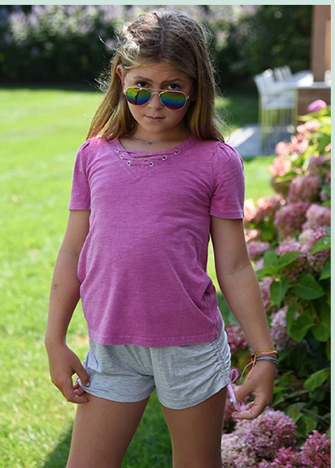 Fuchsia Criss Cross Vneck Top