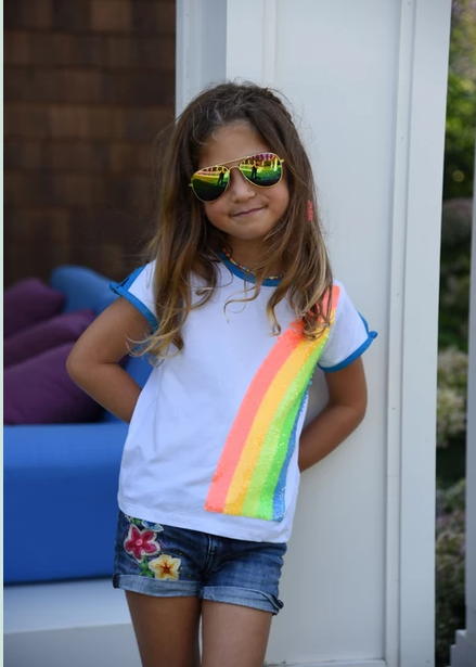 White Rainbow Flip Tee