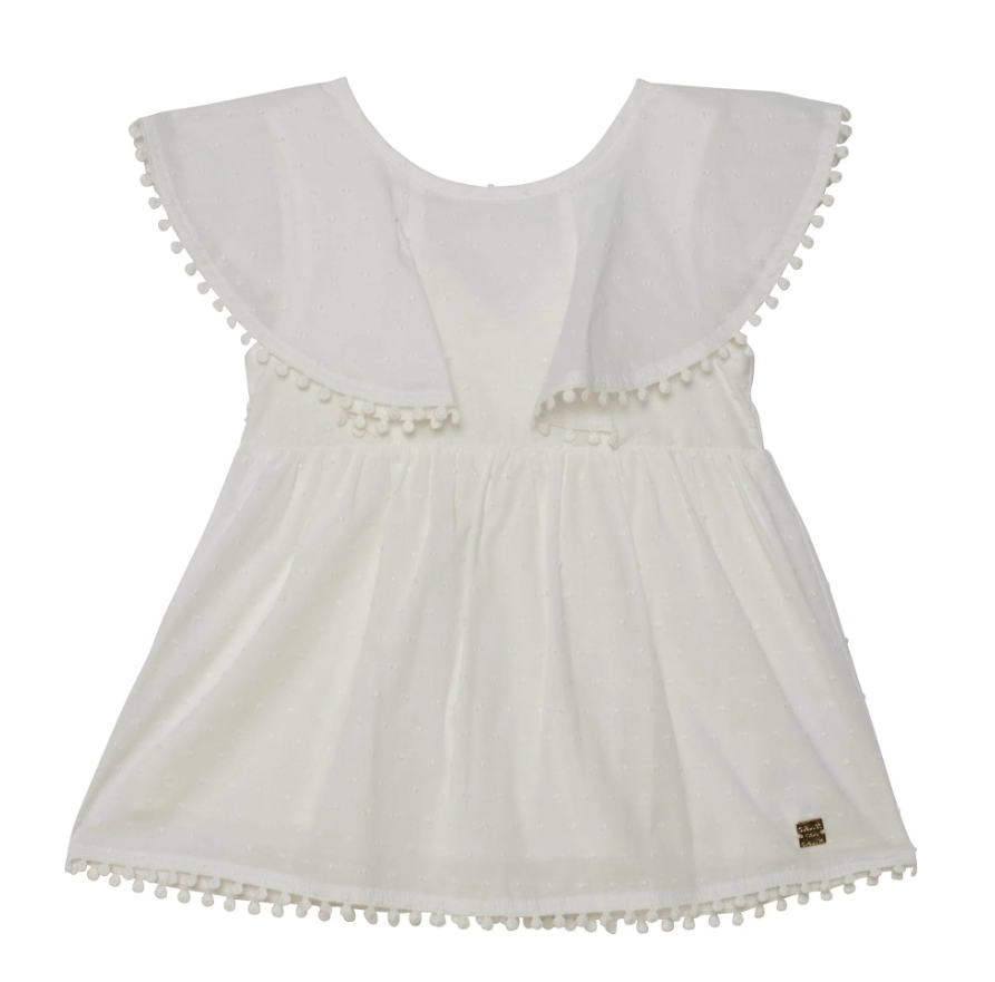 White Ruffle Swiss Dot Cotton Blouse