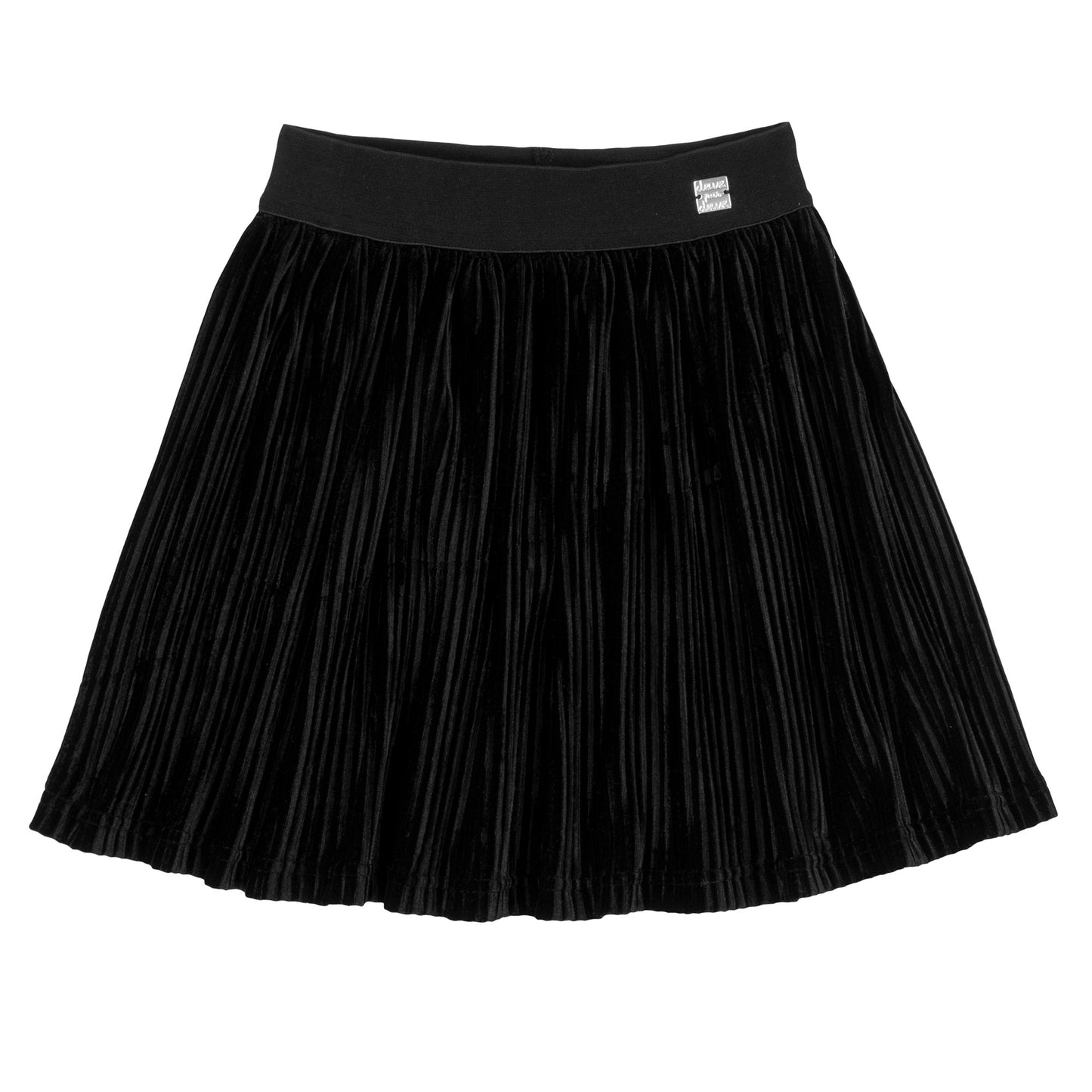 Black Pleated Velvet Skirt