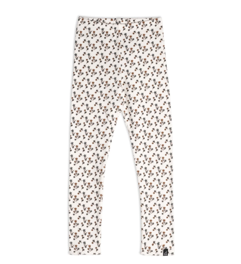 Little Brown Flowers Rib Leggigns