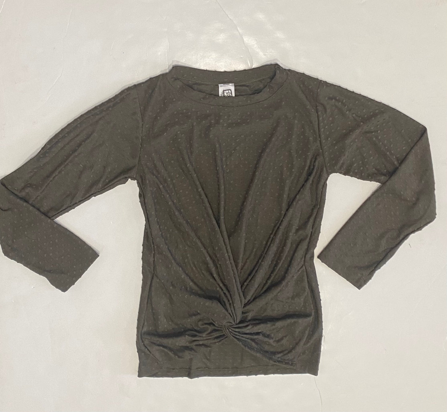 Olive Swissdot L/S Twist Top