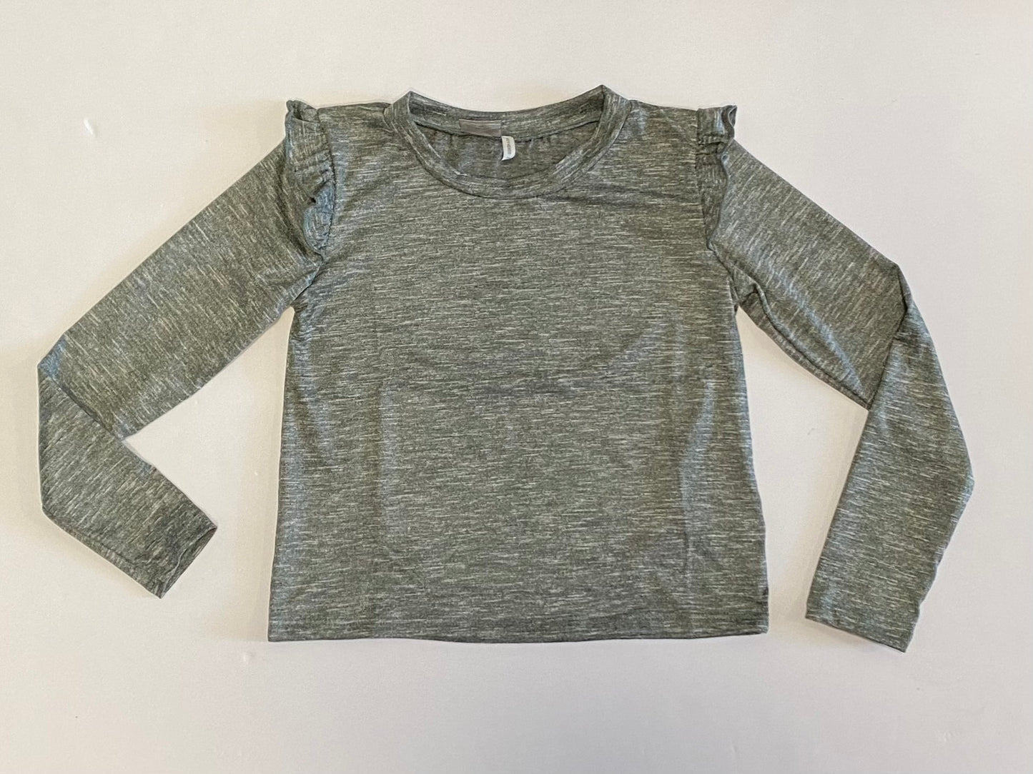 Green/Grey Blend Ruffle Top