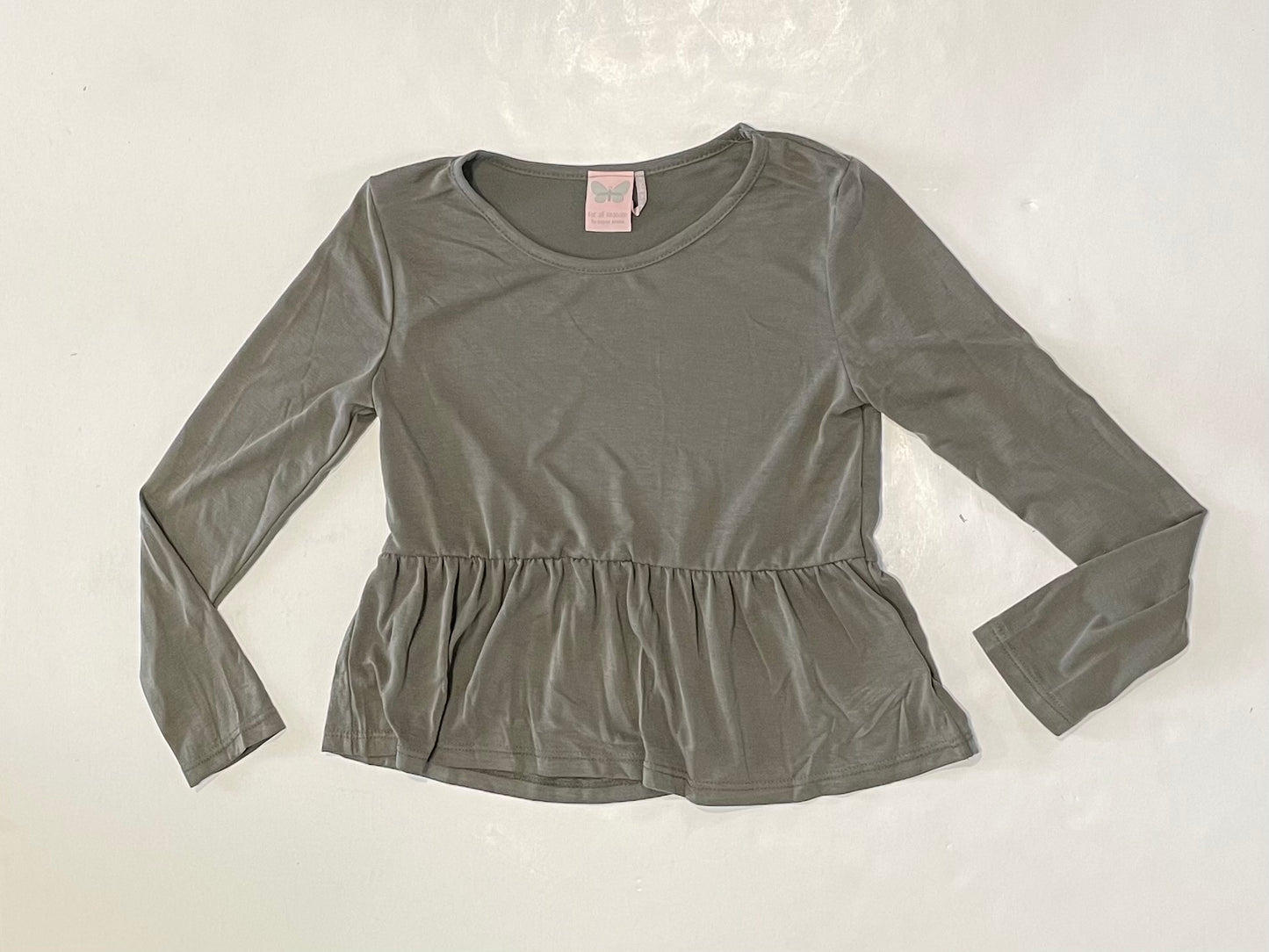 Olive Cupro Peplum Top