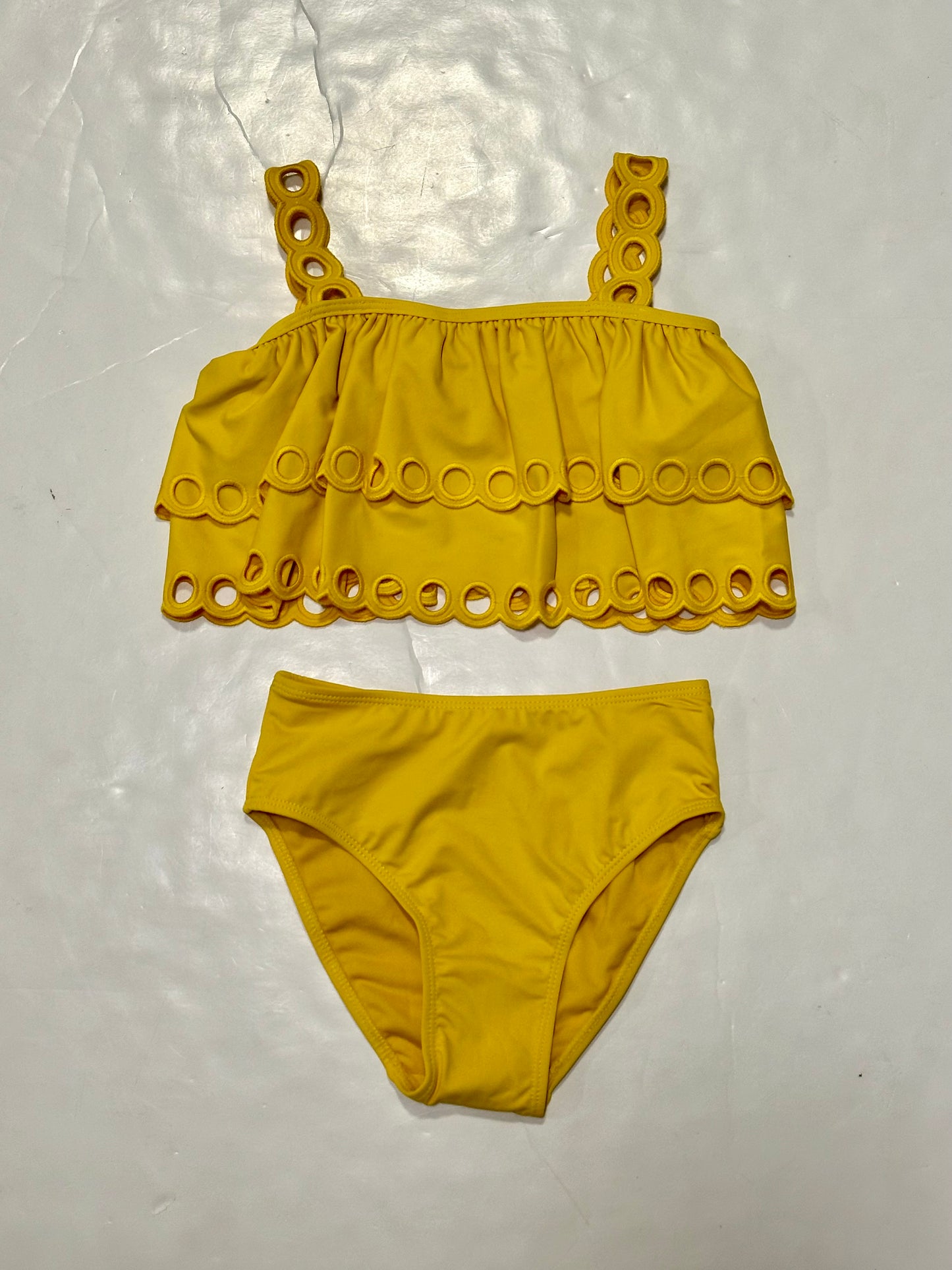Yellow Eyelet Scallop 2PC Swim