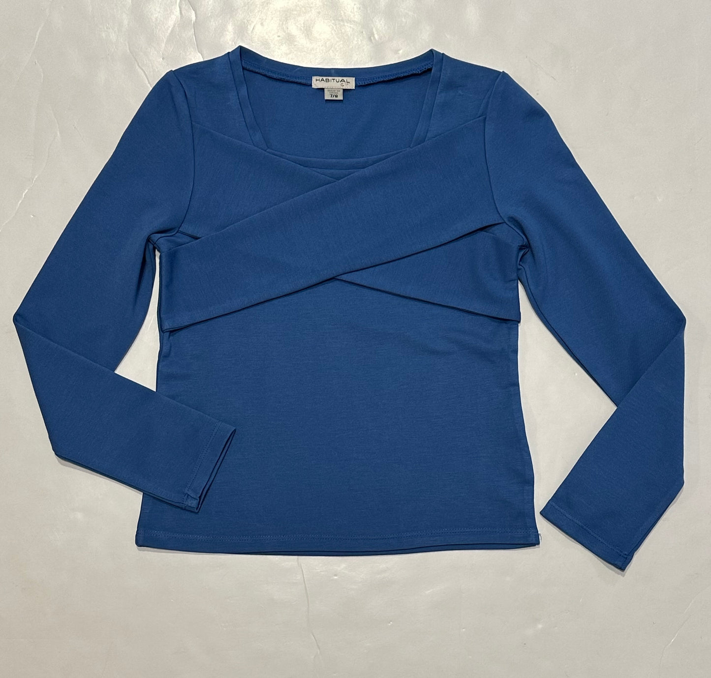 Blue SquareNeck Twist Top