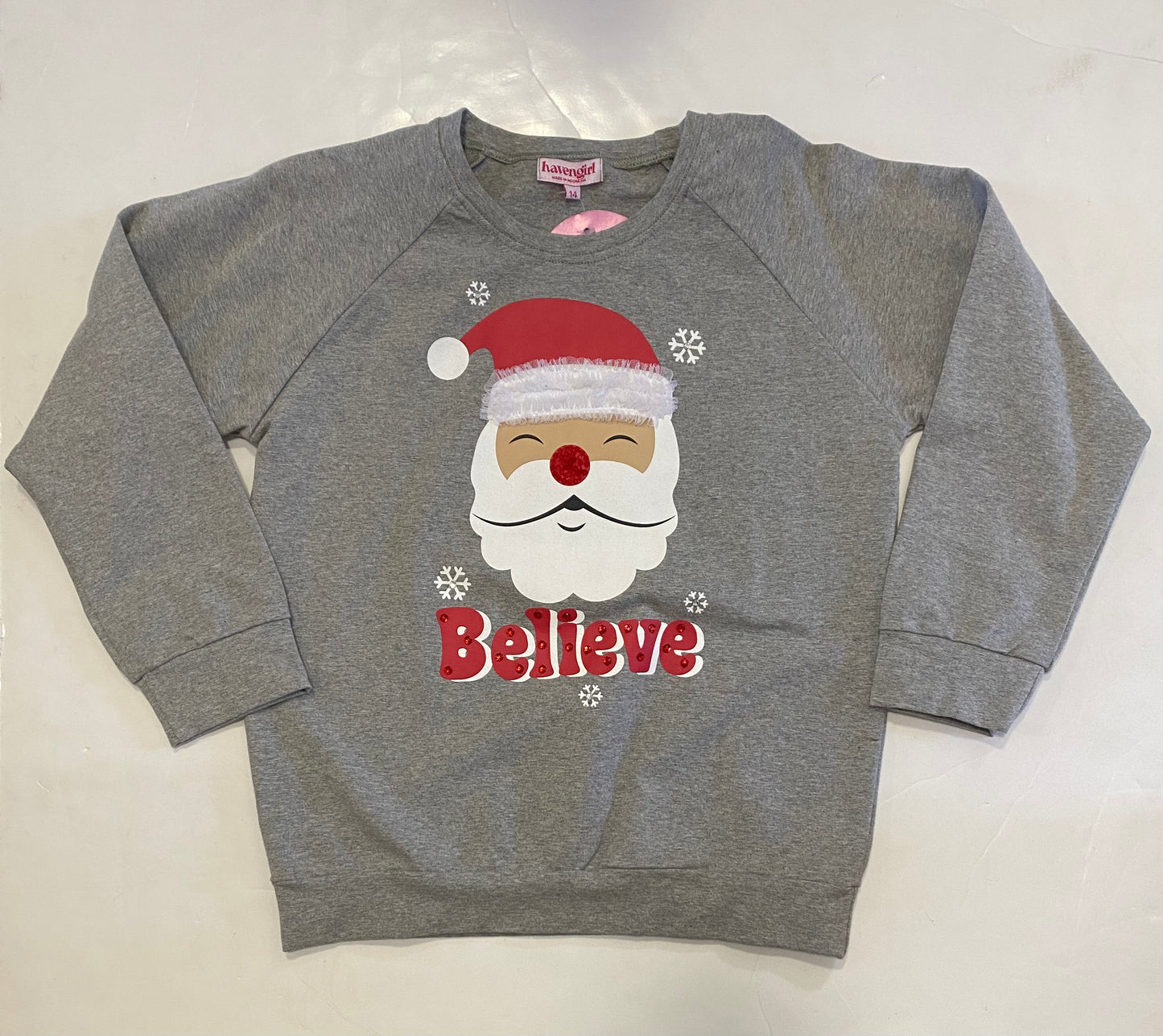 Misty Grey Believe in Santa Sweatshirt
