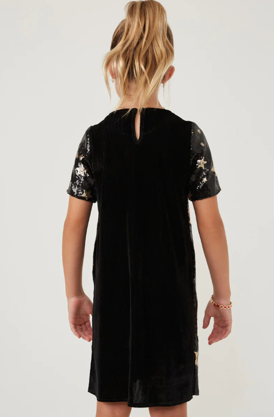 Sequined Star Pattern Shift Dress