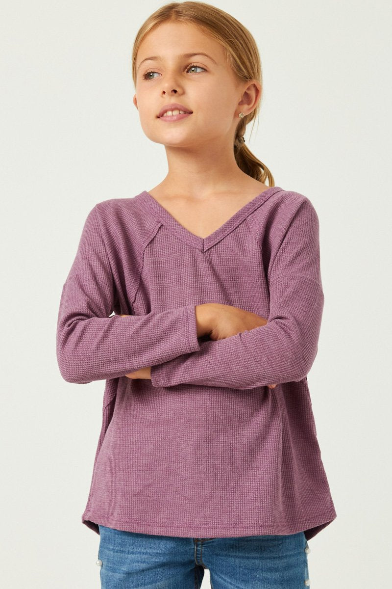 Lavender Waffle Knit Raglan Tee