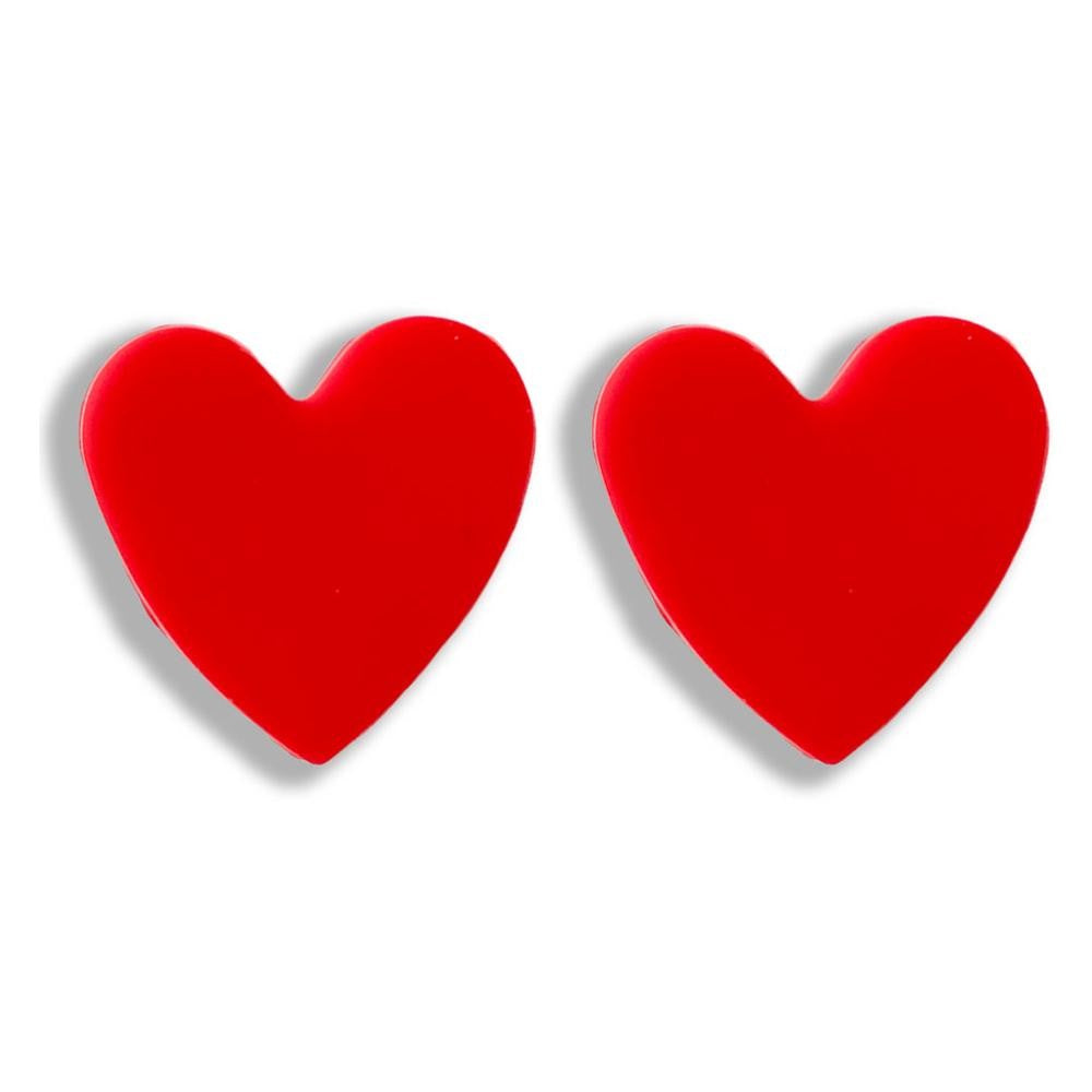 Red Clay Heart Ear Rings